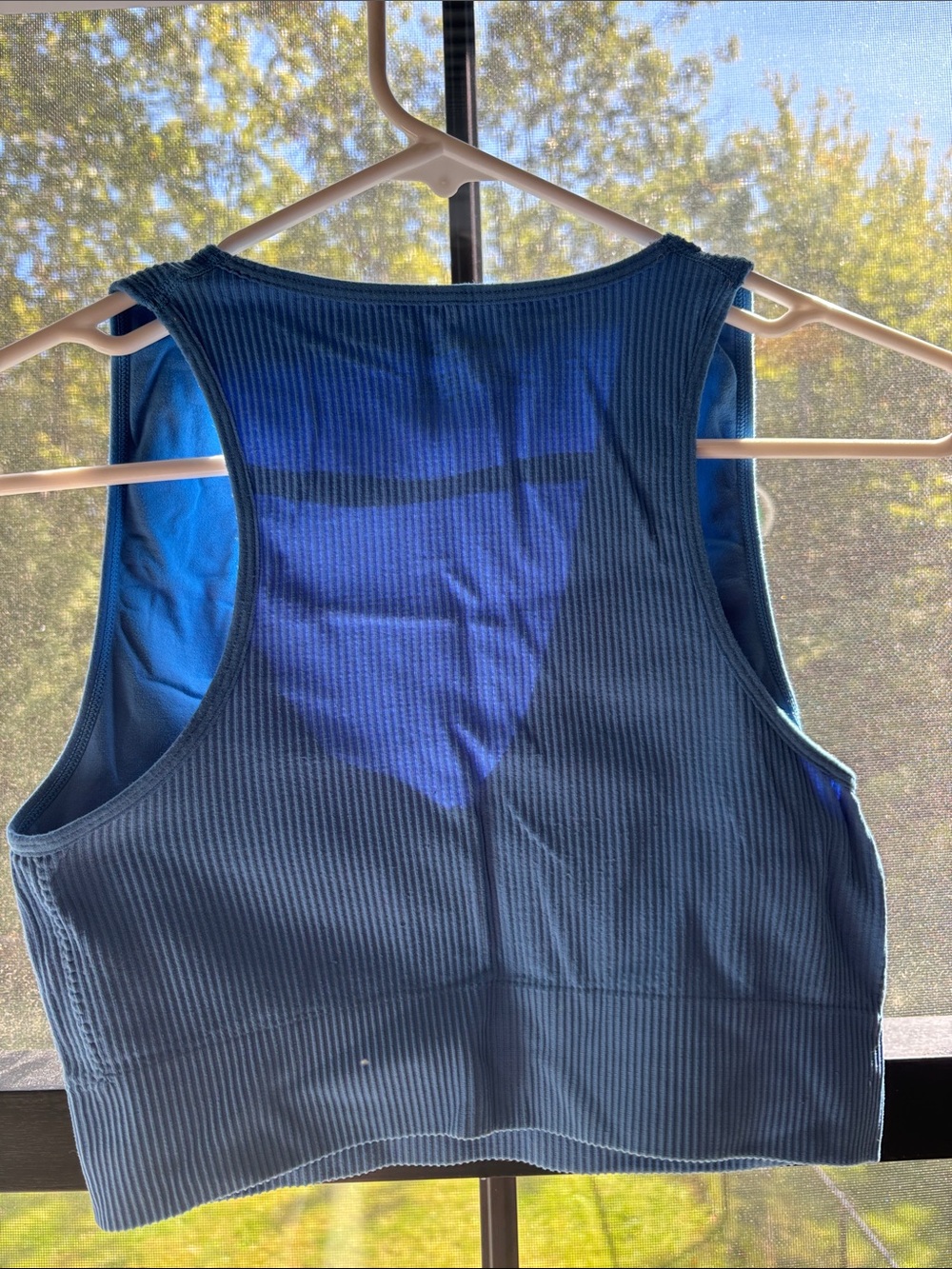 Garage Ribbed Deep V Blue Crop Tank - Picture 2 of 3